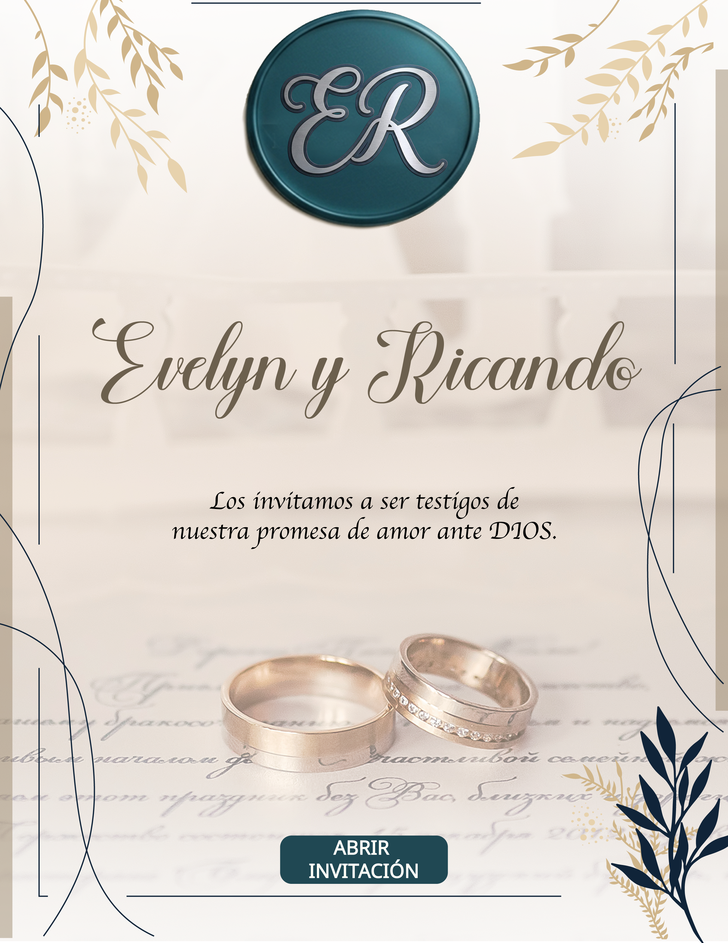 Composicion de invitacion con sello ER
